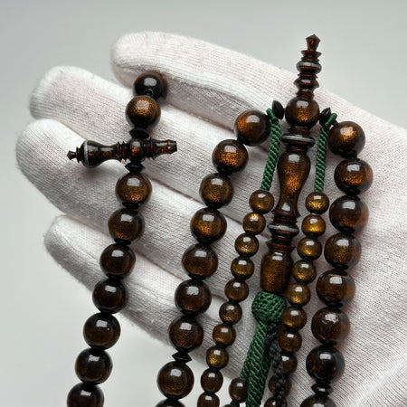 Tasbih Tijani Yusr Khor – Corail doré, ficelle verte