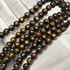 Tasbih Tijani en Yusr Khor 10mm – Corail noir reflets dorés, Ficelle jaune et noire | Kourous Artisanal