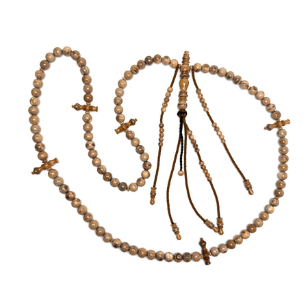 Tasbih misbah kourouss chapelet soufi subha tesbih yousrou khor marjane marjan mardiane tijani tidiane chadhili karkariya – Yusr Khor corail blanc, ficelle brune