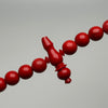 Tasbih Tijani Marjane Yusr 12 mm – Corail rouge, Ficelle rouge | Kourous Artisanal