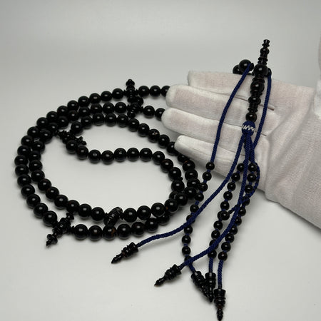 Tasbih Tijani en Yusr Khor 10 mm – Corail Noir ficelle bleue | Kourous Artisanal