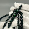 Tasbih Tijani en Yusr Khor 10 mm – Corail Vert, Ficelle Verte et noire | Kourous Artisanal
