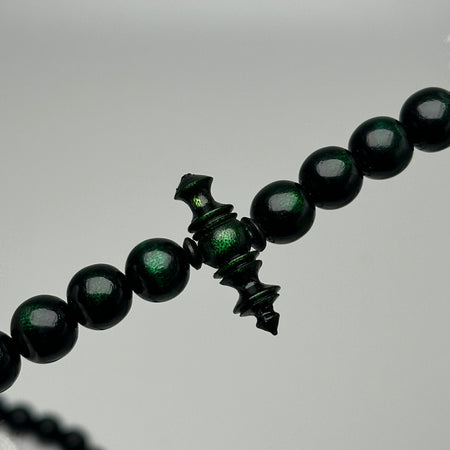 Tasbih Tijani en Yusr Khor 10 mm – Corail Vert, Ficelle Verte | Kourous Artisanal