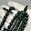 Tasbih Tijani en Yusr Khor 10 mm – Corail Vert, Ficelle Noire | Kourous Artisanal