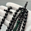 Tasbih Tijani en Yusr Khor 10 mm – Corail Noir, Ficelle Noire et verte | Kourous Artisanal