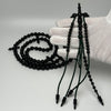 Tasbih Tijani en Yusr Khor 10 mm – Corail Noir, Ficelle Noire et verte | Kourous Artisanal
