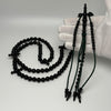Tasbih Tijani en Yusr Khor 10 mm – Corail Noir, Ficelle Noire et verte | Kourous Artisanal