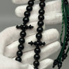Tasbih Tijani in Yusr Khor 10 mm – Black Coral, Green String | Kourous Artisanal