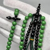Tasbih Tijani bicolore Marjane vert et Yusr noir, chapelet de prière en corail 100 perles