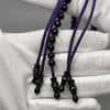 Vue complète du chapelet Marjane violet Yusr noir, misbaha Tijani 100 perles