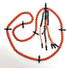Chapelet complet Marjane orange et Yusr noir, tasbih Tijani fait main 100 perles