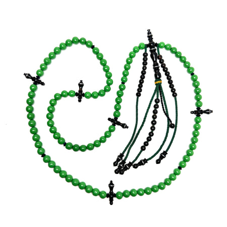 Tasbih Marjane vert et Yusr noir complet, misbaha Tijani bicolore fait main mardiane tidiane
