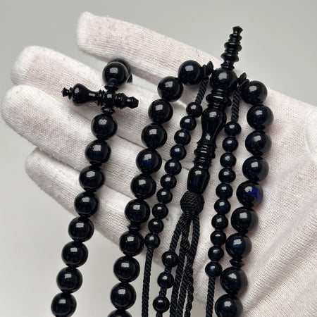 Tasbih tijani en yusr – chapelet Tijani corail bleu ficelle noir – Kourouss Yusr khor tidiane - misbah yuser